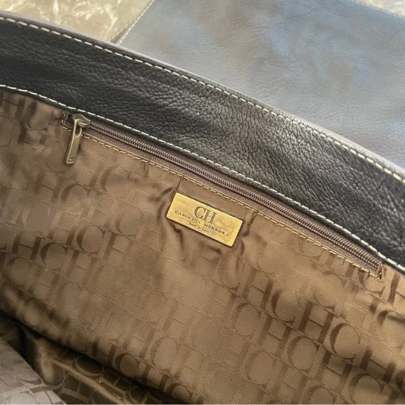 Vintage Carolina Herrera CH Brown Crossbody Messenger Bag